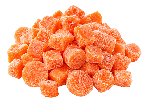 IQF Frozen Carrots are processed at optimal maturity to preserve their natural sweetness, bright orange color, and firm texture. Available in different cut formats, they are suitable for soups, ready meals, vegetable mixes, and industrial food production across European markets. Specifications HS Code: 07108010 Processing Method: IQF Origin: Egypt Forms Available: Diced, Sliced, Baby Carrots Cut Sizes: 10x10 mm / 8x8 mm (customizable) Packaging: Retail & bulk options Harvest Season: December – March Storage Temperature: -18°C Shelf Life: 24 months 0-5% Glazing available upon request